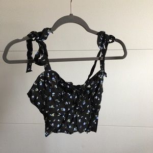 Medium Black Floral Crop Top, BRAND NEW